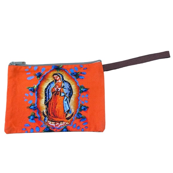 Our Lady of Guadalupe Mexican Virgin Mary Wristlet Makeup Bag Pencil Pouch - Picture 5 of 9